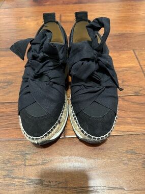 Free People Black Tie-Front Espadrille Sneakers